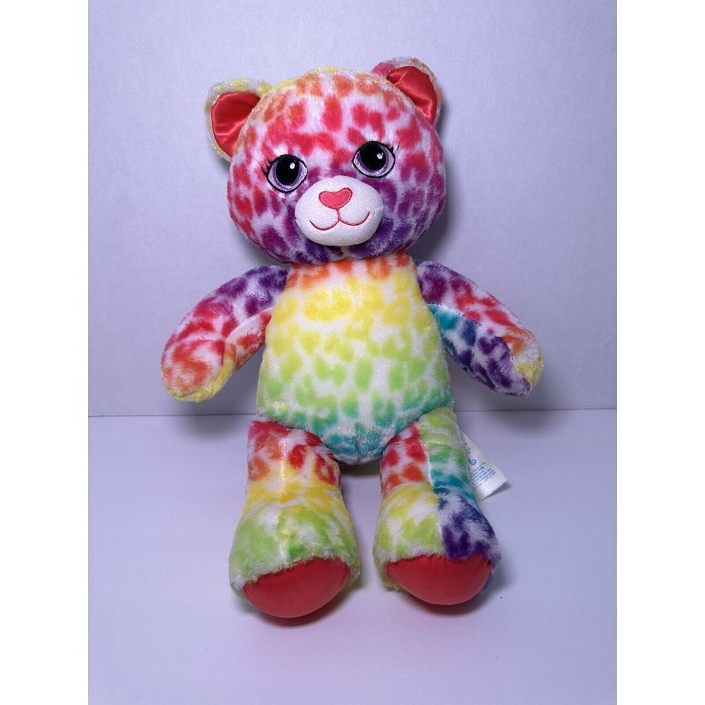 Build A Bear Workshop Rainbow Multi-color Leopard Cheetah‎ Stuffed Plush 17"